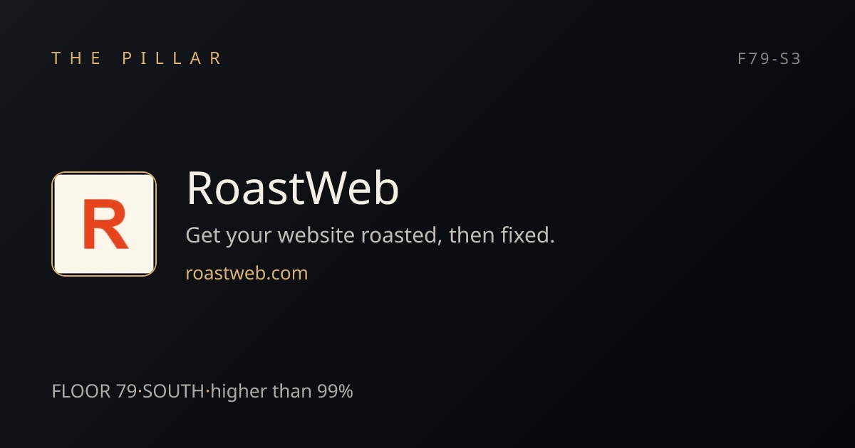 The link preview card for RoastWeb's window on The Pillar, with RoastWeb's logo, name and pitch